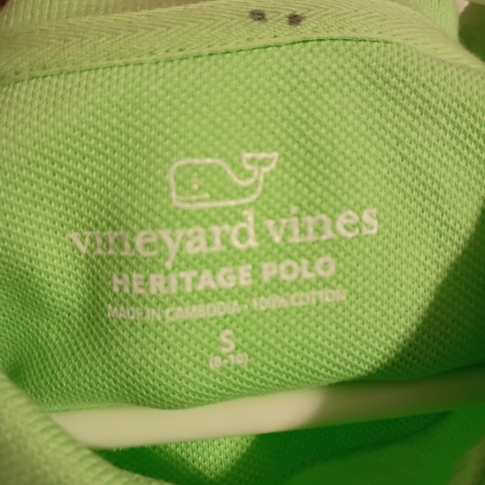 Vineyard Vines Boys Size Small Heritage Lime Green Polo Shirt - Picture 5 of 8